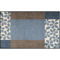 wash+dry Doormat with Florita Grey Design (Can be Washed), Polyester, grey, 75 x 120 cm