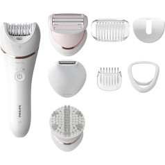 Philips Epilator Series 8000 Cordless Wet and Dry Epilator for Legs and Body, Hair Removal Device with 8 Accessories, Razor, Long Hair Trimmer and Body Exfoliating Device (BRE735/00)