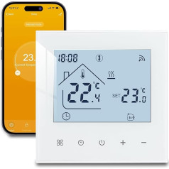 Beok WiFi Room Thermostat, Underfloor Heating, Water Heating Thermostat, Smart Home Thermostat, Underfloor Heating Thermostat Digital Flush-Mounted Compatible Alexa, Google Home, 3A 230V