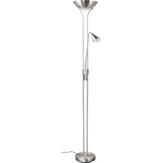 Reality Leuchten Scotty R41651307 LED Floor Lamp Metal Nickel Matt Includes 2x 7 Watt E24 LED + 1x 4.5 Watt E14 LED, Switch Dimmer, Flex