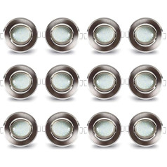 LAMPAOUS LED Recessed Spotlights, Set of 12, Aluminium Recessed Lights with 5 Watt 400 lm LED Ceramic Module Recessed Spotlights, Ceiling Spotlights, Cool White, 230 V, 30 mm, Installation Depth, 30