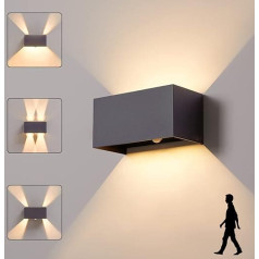 CELAVY LED Outdoor Light Anthracite with Motion Sensor Wall Light Wall Lamp Indoor Outdoor IP65 Outdoor Light Wall Up Down Outdoor Wall Light Outdoor Lighting Balcony Patio