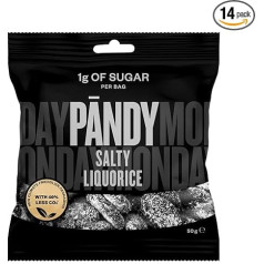 PANDY Sugar Free Sweets - Sugar Free Fruit Gums - Salt Liquorice Skull - Bag of Fruit Gum Candies, Only 1g Sugar and 80 Calories, 14×50g