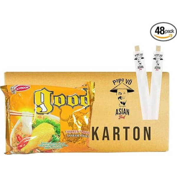 Glass Noodles Soup Chicken Flavour (48 x 57 g) + 2 Papa Vo Chopsticks