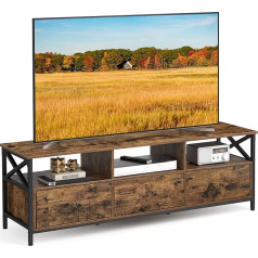 VASAGLE LTV301B01 TV-Cabinet Lowboard for TVs up to 65 Inches, 147 cm Long, TV-Stand with 3 Drawers, 3 Open Compartments, 40 x 147 x 50 cm, Living Room, Steel Frame, Vintage Brown/Black