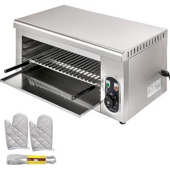 SmPinnaA Electric Salamander Oven 2 kW Adjustable Grate Kitchen Appliance Stainless Steel Broiler for Pizza Roast Chicken Commercial