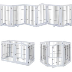 Unipaws Fireplace Guard & Dog Fence Separator, Foldable Metal Barrier, Stair Safety Gate No Drilling, 6 Panels Playpen for Dogs, Puppy Run and 4 Support Feet, White