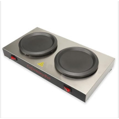 Double Coffee Warmer, Stainless Steel 160W Portable Double Hot Plate Warmer Commercial Coffee Pot Standard Decanter Warmer for Coffee Shops (-3113230312611)