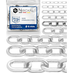 NietFullThings Stainless Steel Chain - V4A - Short Links - Many Lengths and Diameters - DIN 5685 - DIN 766 - Stainless Steel - Niro - Link Chain - Anchor Chain - Barrier Chain - Buoy Chain - Sold by the Metre, multicolour