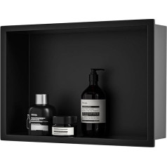 Bernkot Wall Niche 304 Stainless Steel 45 cm × 30 cm × 10 cm Shower Niche Black for Bathroom Storage No Tiles Required Built-in Shower Overmount