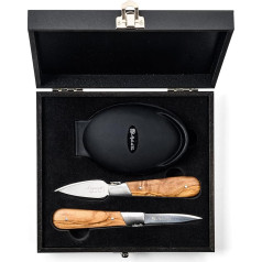 Laguiole Style de Vie Luxury Line Oyster Knife Gift Set, 2 Pieces, Olive Wood