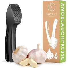 Oliver's Kitchen ® Premium Garlic Press – Handy & Easy to Clean – Crushes Garlic & Ginger Effortlessly (No Peeling Necessary) – Extra Strong & Durable