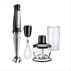 Braun MultiQuick 7 MQ 7035X Hand Blender - Hand Blender with Removable Stainless Steel Mixing Base with ActiveBlade Technology for Pureeing the Hardest Ingredients, incl. 3-Piece Accessory Set, 1000 Watt, Black