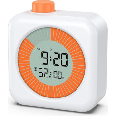 ORIA Digital Visual Timer, 3 in 1 Kitchen Timer with Timer/Clock/Alarm Function, LCD Screen, 12/24H, 60 Minute Countdown Timer for Fitness, Beauty, Game - White