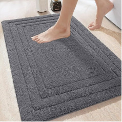 DEXI Bathroom Rug 40 x 60 cm, Soft Bath Mat, Non-Slip Washable Bath Mat, Absorbent Shower Mat for Bathroom, Shower, Dark Grey