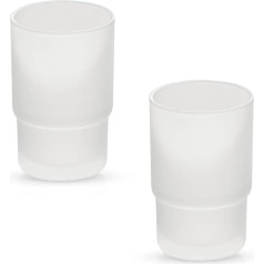 Gedotec Toothbrush Cup | Bathroom Diameter 6.7 cm Toothbrush Cup | Pack of 2 | Toothbrush Cup Made of Satin Glass | Toothbrush Cup Replacement for Wall Mounting 200 ml | Toothbrush Glass Bathroom
