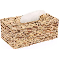 BSTKEY Water Hyacinth Decorative Handwoven Paper Holder Household Tissue Storage Organizer Tissue Holder (Rectangular)