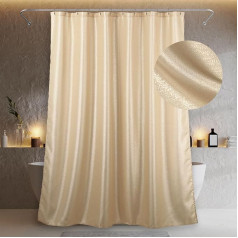 Popkozzi Shower Curtain Champagne Gold Textile Bathroom Curtain: Beige Cream Glitter Sparkle Bling Fabric Washable Water Repellent Bath Curtain - Luxury Fancy Metallic Shower Curtain - 200 x 183 cm