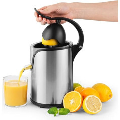 Petra PT5026VDEEU7 Electric Citrus Juicer - Orange Squeezer with Lever Arm, BPA-Free Lemon Juicer with 2 Press Cones, Drip-Free Fruit Press for Fresh Fruit Juices, Stainless Steel Juicer 100 W