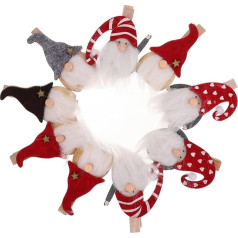 PRETYZOOM 9 Pieces Mini Wooden Pegs Tomte Gnome Wooden Clips Gnome Reindeer Figure Small Wooden Clothes Pegs Decorative Pegs Craft Clips Photo Clips for Christmas Photo Wall Gift Bags