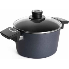 Woll Diamond Lite NB-DPI-120-L Cast Aluminium Induction Cooking Pot with 2 Fixed Side Handles and Glass Lid Diameter 20 cm Height 11.5 cm Capacity 3.2 Litres