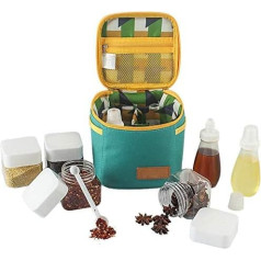 JasCherry Set of 7 Spice Jars Plastic Spice Jars Dressing & Spice Dispenser Transparent Spice Bottles Spice Container for BBQ Camping Outdoor with Carry Bag