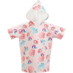 KAKU NANU Children's Bathrobe with Hood 3-10 ans Microfibre Bathrobe Quick-Drying Children's Bathrobe Thin Surf Poncho Blue Pink