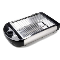 Family Care Flat Toaster, Black, Stainless Steel Toaster, 600 W, 6 Temperature Levels, Removable Crumb Drawer, Stainless Steel Housing, Easy to Clean