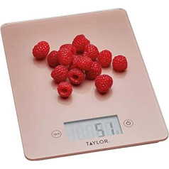 Taylor Pro Digital Kitchen Scales for Food with Ultra Slim Design, Professional Standard, Tare Function with High Precision and Accuracy, Rose Gold and Glass, Weighing Capacity 5 kg