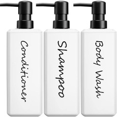 GMISUN White Shampoo and Conditioner Dispenser, Refillable Shampoo Bottle with Pump, Plastic Soap Dispenser for Shower Gel, Shower Gel and Lotion, 500ml