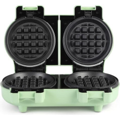 Petra PT5922GRVDE Double Mini Waffle Iron - Compact Treat Maker, Removable Non-Stick Plates, Compact for Easy Storage, Belgian/American Waffle Iron, Easy to Clean, 1100W