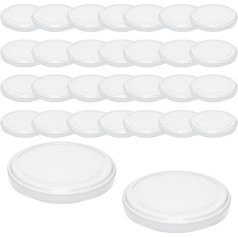 mikken 30 White Lids TO 82/8.5 cm for Preserving Jars Twist-Off Replacement Lid Screw Lid for Jars and Jam Jars