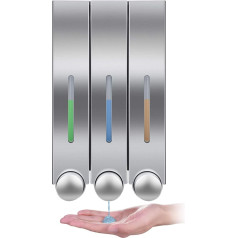 WANGCL Wall Mounted Soap Dispenser Shower Lotion Shampoo Gel Cotainer for Bathroom Toilet Office Cafe Restaurant Hotel Triple Silver