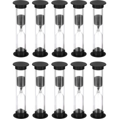 PATIKIL 3 Minute Sand Timer, 10 Small Hourglass with Plastic Cover, Countdown Sand Glass for Games, Kitchen, Party Favors, DIY Decoration, Black