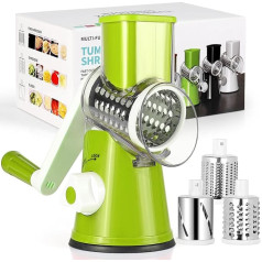 Diealles Shine Cheese Grater with Crank, Grater for Vegetables with 3 Stainless Steel Interchangeable Drum Blades, Manual Drum Grater, Vegetable Cutter, Ideal for Cucumbers, Cheese and Nuts, Carrots