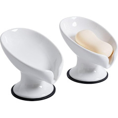 Agyiuns Soap Dish, Ceramic Soap Holder, Keep Soap Dry, Self-Dripping Soap Holder for Kitchens, Bathrooms, Showers, Sinks (2, White, Small Size)