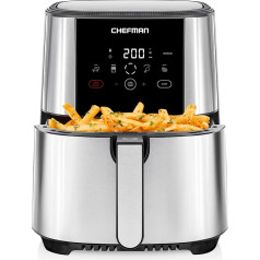 Chefman TurboFry Touch Hot Air Fryer, 4.75 L Family Size, One Touch Digital Control Presets, Chips, Chicken, Meat, Fish, Dishwasher Safe, Automatic Shut-Off, Stainless Steel