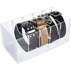 PH PandaHall Belt Organiser Made of Acrylic with 5 Compartments, Ties and Bow Tie Display Case, Transparent Belt Case for Wardrobe, Storage Holder with Rectangular Opening for Watches, Wallets