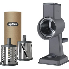 Zyliss E900057 Aluminium Drum Grater Set, Cheese Grater with Crank, Vegetable Grater with 3 Drum Blades/Drum Blades, Vegetable Cutter