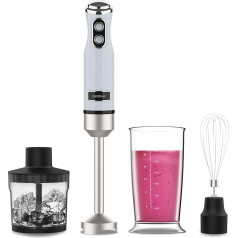 Cecotec Hand blender Power RetroBlue 1200MAX Cream & Crush, Maximum Power 1200 W, CrossBlades Technology, 2 Speeds, Accessory Set, Dishwasher Safe, Splash Guard