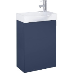 RAVI 45 Bathroom Furniture Set, 45 cm, Ture Soft-Close Ceramic Sink with Wall Cabinet, Bathroom Cabinet, Floor Cabinet, Modern Elegant, Wood Material, Navy Blue Matt Varnished