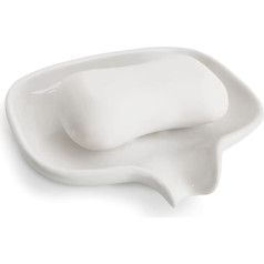 Multicolor Ceramic Soap Dish for Kitchen or Bathroom Easy Clean Self Draining Soap Holder Keeps Soap Dry (White)