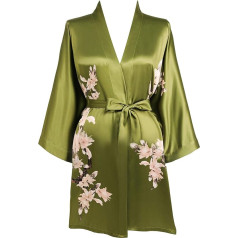 BABEYOND Women's Dressing Gown Floral Printed Summer Bathrobe Kimono Short Robe Lightweight Sleeping Gown Women's Satin Beach Dress