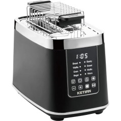 2 Slice Toaster, KETIAN Toaster with Bun Attachment, 2 Toast Slots, High-Quality Stainless Steel Toaster, 7 Levels, Defrost Function, Automatic Shut-Off, 1400 W