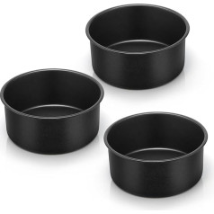 HaWare Cake Pan 6 Inch Non Stick Stainless Steel Deep Cake Pan Set of 3 Small Round Baking Pan for Birthday Wedding Layered Cake, Healthy and Non-Toxic, Leak Proof and Rustproof