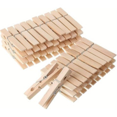 60 Wooden Clothes Pegs Strong Pine Solid Grip Coil Spring - Eco Sustainability and Versatility in Every Pinch