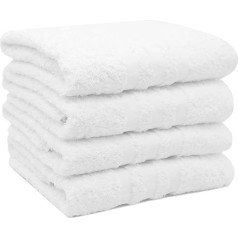 ZOLLNER hand towel set of 4, 50x100 cm, 100% cotton, white