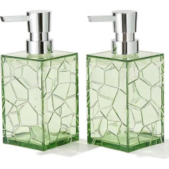 Hand Soap Dispenser Set Clear Acrylic Plastic Liquid Pump Bottles Refillable Lotion Dispenser for Bathroom Decoration Kitchen College Dorm Green 2 Pack