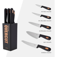 Karaca Overcut 6-Piece Knife Set, Steel, Kitchen Knife, Easy to Clean, Elegant Design, Sharp Knife Set, Practical and Durable, Professional Knife