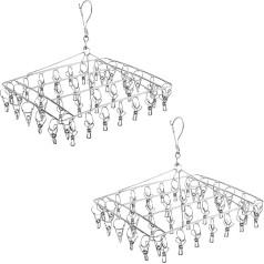 FINZOO Sock Hanger Stainless Steel Sock Dryer Clothes Drying Rack for Socks Underwear Bra Gloves Laundry Accessories (80 Clips) 2 Pack